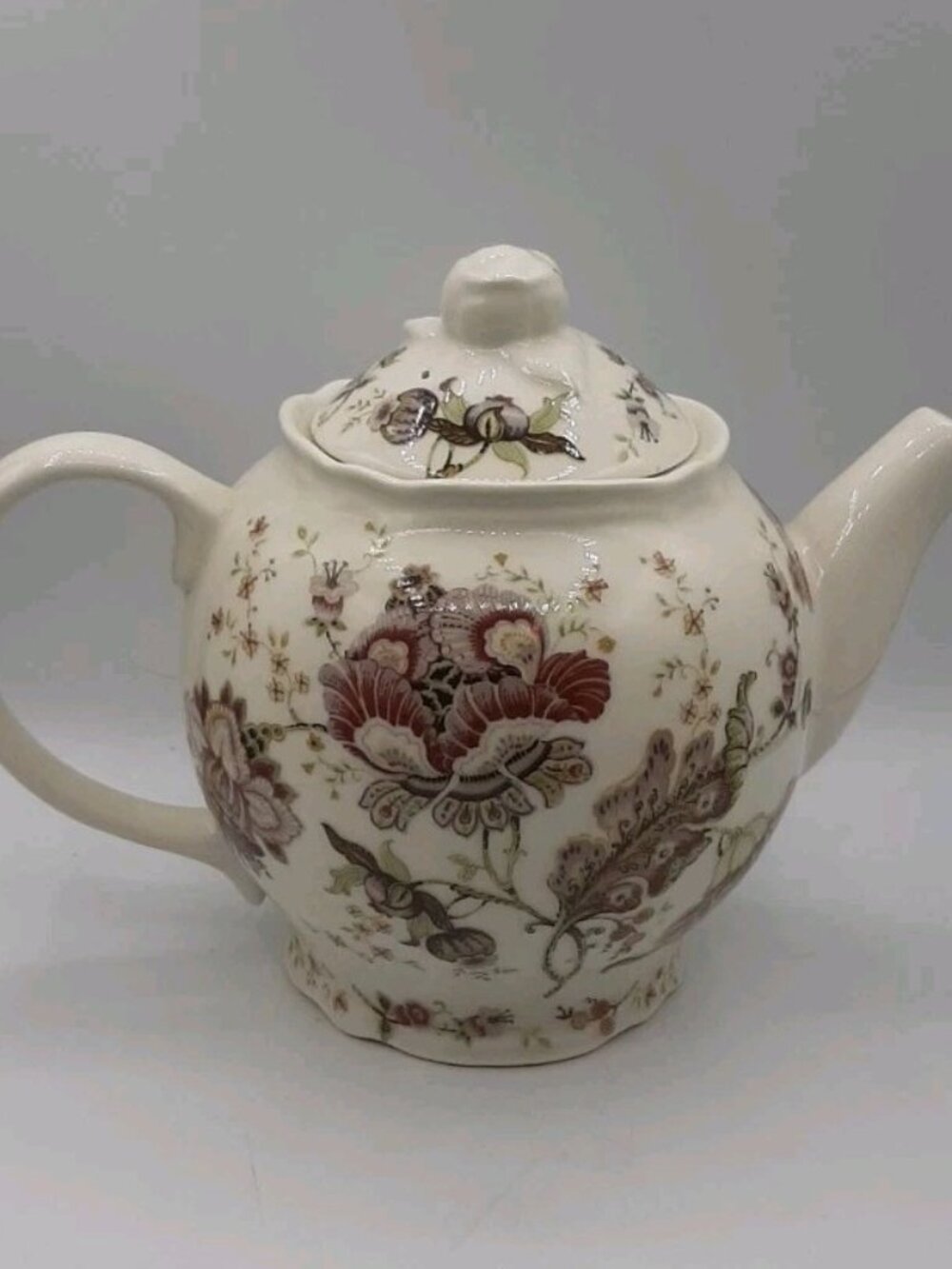 222 Fifth Gabrielle Cream Floral Teapot Fine China Full Size